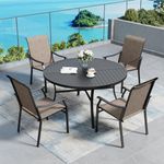 SUNSHINE VALLEY Patio Dining Sets for 4, 5 Piece Patio Table and Chairs Set of 4, Outdoor Dining Set with Round Patio Table & 4 Textilene Chairs, Outdoor Table and Chairs Set for Garden Backyard Deck