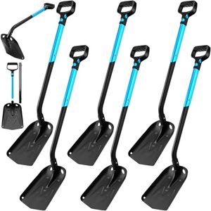 Gisafai 6 Pack Emergency Snow Shovel for Car 28'' to 37'' Extendable Snow Shovel Dual Use Multifunctional Snow Shovel and Hoe Digging Shovel Aluminum Snow Shovel Bulk for Camping, Skiing, Snowmobiles