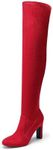 DREAM PAIRS Over The Knee Boots for Women Knee High Boots Thigh High Boots for Women,Size 8,Red-Suede,SDOB2403W