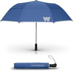 Weatherman Umbrella - Premium Collapsible Small Travel Umbrella Compact - Windproof Umbrella Resists Up to 55 MPH Winds - Travel Umbrellas for Rain, Wind, Backpack, Car Umbrella - Portable Compact Umbrella Easy Auto Open w/ Strong Fiberglass Frame - Folding, Foldable Umbrella (Steel Blue)