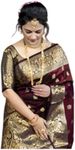 C J Enterprise Women's Pure Banarasi Silk Saree Kanjivaram Style Saree With Blouse Piece For Wedding (Vruksh), Maroon, One Size