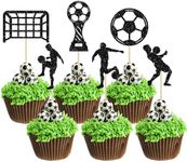 24Pcs Soccer Cupcake Toppers Glitte