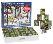 Camping for Christmas Jigsaw Puzzle Advent Calendar 1000 Pieces by Vermont Christmas Company - 24 Puzzle Sections to Complete - Count Down to Christmas Each Day in December