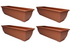 Optimal Products Bel Trough Plant Pot Plastic Winchester Bel Garden Flower Patioectangle Planter UK (4PC, Terracotta 60cm), 46cm & 60cm