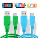 Switch Charger, USB Type C Fast Charging Cable for Nintendo Switch, MacBook, Pixel C, LG Nexus 5X G5, Nexus 6P/P9 Plus, One Plus 2, Sony XZ and More - Blue and Green (4.92ft)