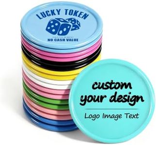 Edistyminen 200-1000PCS Custom Plastic Poker Chips,Double Sided Full Color Personalized Drink Tokens (Lake Blue)