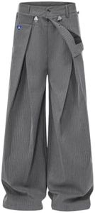 Aelfric Eden Double Waist Baggy Pants Men Women Pleated Wide Leg Dress Pants Unisex Casual Vintage Slacks Trousers Grey