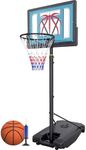 Basketball Hoop Outdoor 4.82-8.53ft Adjustable, Portable Basketball Hoop & Goals with 2 Wheels, 32 Inch PC Backboard/Fillable Base/Size 5 Basketball for Kids, Youth, and Adults in Backyard/Driveway
