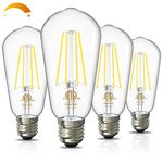 Volxon E26 LLED Bulb Dimmable, ST58 Edison Light Bulbs 60 Watt Equivalent, 4000k Natural White, High Brightness 800LM, Vintage Style LED Filament Bulb, 95+ CRI, ETL Listed(4 Pcs)