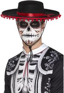 Smiffys 48173 Day of The Dead Senor Hat, Black/Red, One Size