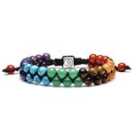 Top Plaza Bead Chakra Bracelet 7 Chakras Healing Crystals Bracelet Yoga Stone Beads Bracelets Meditation Relax Anxiety Bangle for Womens Mens