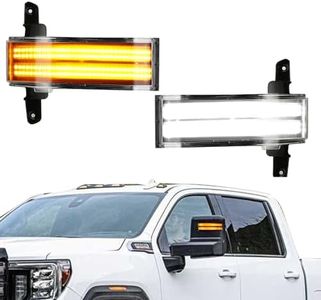 ROCCS Amber Flashing Turn Signal Lights White DRL LED Side Tow Mirror Marker Light Competible with Chevy Silverado GMC Sierra 2014–2019 OEM ONLY, Clear Lens