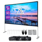 Akia Screens 125 inch Portable Projector Screen with Stand and Bag 16:9 8K 4K Ultra HD 3D Foldable Front Rear Projection Screen for Indoor Outdoor Movie Video Home Theater Backyard Cinema Travel