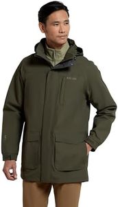 Mountain Warehouse Glacier II Long Mens Jacket - Waterproof Rain Coat, Khaki, Small