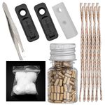 Universal Lighter Replacement Repair Kit Pack for Petrol Gas Fluid Lighter Oil Lighter (200pcs Flint Stone,10pcs Wick,6pcs Cotton,Cotton Felt Pad & 2pcs Rubber Felt Pad,Tweezers)-Gold