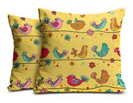 sleep nature's Jute Fabric Printed Decorative Throw, Pillow, Cushion Covers for Living Room, Bed Room, Sofa, Chairs (Multicolour, 12 x 12 Inches) - Set of 2