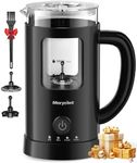 Milk Frother Electric 4 in 1 - Automatic Milk Frothers 600ml Large Capacity Milk Heater and Warmer Glass Visible Milk Steamer for Coffee Hot Chocolate Cappuccino Latte