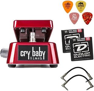DUNLOP SW95 Cry Baby Slash Signature Wah Wah Guitar Effects Pedal BUNDLE With ZORRO Series DUNLOP Sample Pick Pack Dunlop DEN 1046 Electric Nickel Medium Guitar Strings 10-46 & 2 Patch Cables (6)