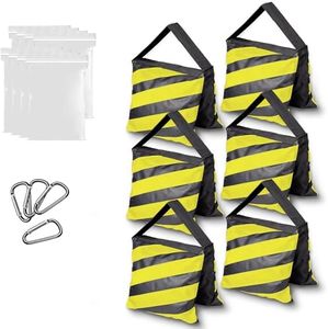 EMART Upgraded Heavy Duty Sandbag - Photo Video Studio Stage Film Weight Bags for Photo Video Studio, Light Stands Boom Arms Tripods - 6 Pack (Yellow & Black)