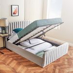 Home Treats Ottoman Bed Frame King Size | Storage Bed 5ft | Luxury Padded Velvet Upholstered Bed With Storage Grey (No Mattress, King Size)