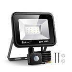 Eslas LED Floodlight Security Light with Motion Sensor,Outdoor Spotlight 10W 1000 LM PIR Light,IP65 Waterproof for Garage,Garden,Car Park, Construction Site, 6500K Cold White