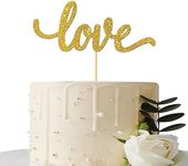 Gold Glitter Love Cake Topper - for Wedding/Engagement/Bridal Shower/Anniversary/Birthday/Bachelorette/Confession Party Decorations Supplies