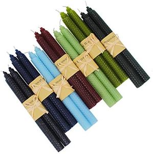 7 Pairs 100% Pure Beeswax Handmade Taper Candles, 9 Inch Smokeless Dripless Wax Candles, Beeswax Candle for Home Gift Ideas - Cool Color Set