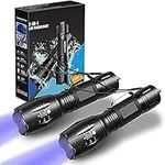 SELPONT t Black Light 2 in 1 2 Pcs,UV Light LED Black Light flashlights with 500LM Highlight&4 Mode&Waterproof IPX 4 for Pet Clothing Food Fungus Detection/Night Fishing/Travel/Camping