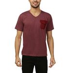 ASHDAN Solid Men's V-neck Maroon T-Shirt