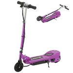 HOMCOM Kids Electric Scooter, 5.5 Inch Foldable Kids Scooter for Ages 7-14, 120W Motor, Up to 12km/h, 10km Range, Adjustable Height, Purple