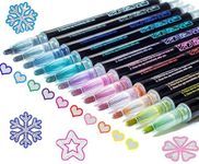 Shimmer Markers Outline Double Line: 12 Colors Metallic Glitter Pens Set Sparkle Kid Age 4 8 10 14 Year Old Gift Present Doodle Drawing Supplies Art Craft Tween Teen Girl Christmas Stocking Stuffers