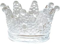 ZKKD Glass Crown Ashtray,Creative Desktop Smoking Ash Tray Home Office Decoration (Transparent Crystal Glass),Small Candle Burner