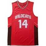 Youth Troy Bolton Jersey,Kids Wildcats #14 High School Basketball Shirt, 14 Bolton Red, Medium