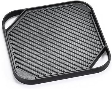 Mountain Grillers Reversible Cast Iron Griddle - Flat Top Griddle Pan and Grooved Grill-Pan Style - for Gas Stovetop, Oven, and Open Fire, Black