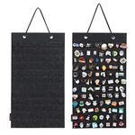 PACMAXI Hanging Brooch Pin Organizer, Display Pins Storage Case, Brooch Collection Storage Holder, Holds Up to 96 Pins.(Not Include Any Accessories) (S-96 Slots, Black)