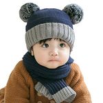 FabSeasons Kids Winter Skull/Beanie caps with scarf Set, fits for 6 Months - 3 Years Old Baby Boys & Girls/Toddler