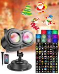 Christmas Projector Outdoor 24 Slices Patterns IP44 Rotating Christmas Projector Lights Outdoors LED Projector Christmas Outdoor Festival Halloween Christmas New Year Party Ghost Snowflake Projector