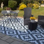 Valiant FIR564 Geometric Outdoor Patio and Decking Rug - 12ft x 9ft (3.6m x 2.7m), Grey,Gray