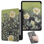 Chuupa Case for Kindle Paperwhite 6.8" (11th Generation, 2021 Release), Leather Cover with Auto Sleep/Wake Hand-Strap, Not Compatible with Kobo/Sony 6.8inch E-Book Reader, Wild Rose