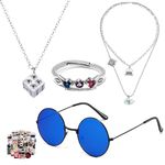 JinYu Goj. Sat. Cosplay Glasses and Necklace Anime Satoru Cosplay Finger Ring Cosplay Prop Accessory 10pcs Stickers for Anime Fans to Collect