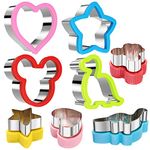 stbeyond Stainless Steel Sandwiches Cutter set, Mickey Mouse & Dinosaur & Heart & Star Shapes Sandwiches Cutter Cookie Cutter -Food Grade Cookie Cutter Mold for Kids (Big+Medium, 8pack)