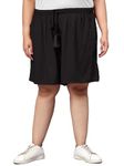 Indietoga Women's Plus Size Divided Skirt Culotte Shorts (P10001542_Black Solid_5XL)