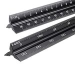 Metal Scale Ruler, 2PCS Aluminium Triangular Scale Ruler Metric for Architects & Engineers : 1:20, 1:25, 1:50, 1:75, 1:100, 1:125/1:100, 1:200, 1:250, 1:300, 1:400, 1:500