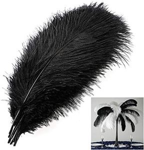 MWOOT 10pcs Natural Plumas de Avestruz, 10–12 Pulgadas (25–30 cm) Ostrich Pluma para Boda Mesa decoración para el hogar (Negro)
