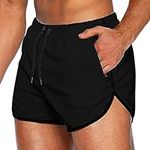 OEBLD Mens Running Shorts 3 Inch Breathable Quick Dry Workout Athletic Short Shorts with Zipper Pockets, Black, X-Large