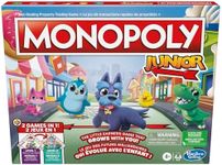 Monopoly Junior Board Game, 2-Sided Gameboard, 2 Games in 1, Monopoly Game for Younger Kids Ages 4 and Up, Kids Games for 2 to 6 Players, Junior Games (English & French)