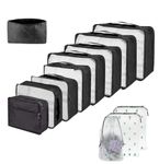 12 PCS Large Packing Cubes for Suitcases Various Sizes Suitcase Organiser Bags Lightweight Waterproof Luggage Organiser Bags (12Pcs Black)