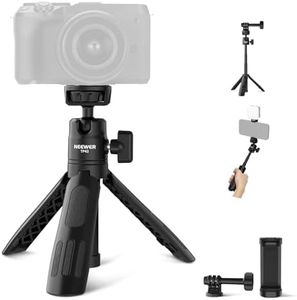 NEEWER Mini Desktop Selfie Stick Tripod Compatible with iPhone GoPro Insta360 DJI with 360° Ball Head Elevated Central Axis, Metal Portable Small Desk Camera Webcam Cell Phone Vlog Stand, TP43 Black