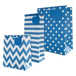 Hallmark Multi Occasion Gift Bag Bundle - 3 Essential Sized Bags in 3 Contemporary Blue Designs