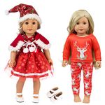 Miotlsy 18 Inch Doll Christmas Clothes Outfits Pajamas Dresses for American 18 Inch Girl Doll, Generation Doll (6 Item)